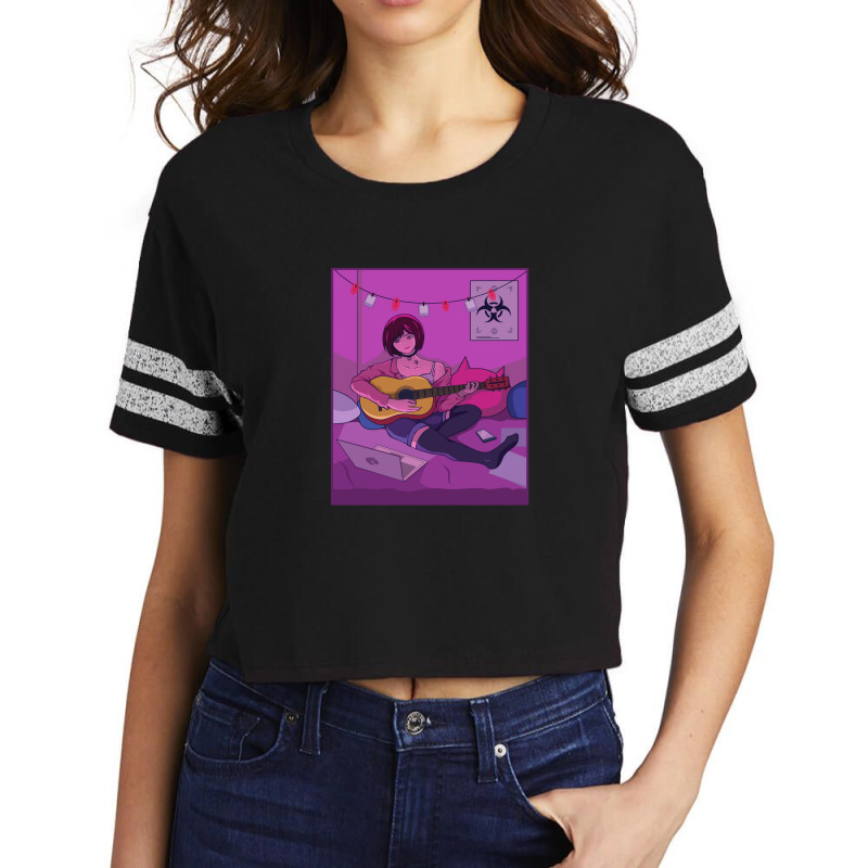 Japanese Anime Cute Girl Playing Guitar With Toxic Symbol Scorecard Crop Tee by JosePaniagua | Artistshot