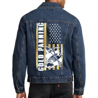 Limited Edition American Flag Gold Panning Gold Miner Treasure Hunting Men Denim Jacket | Artistshot