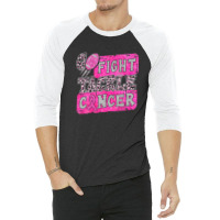 Pink Breast Cancer Awareness Football Go Fight Tackle Cancer 3/4 Sleeve Shirt | Artistshot