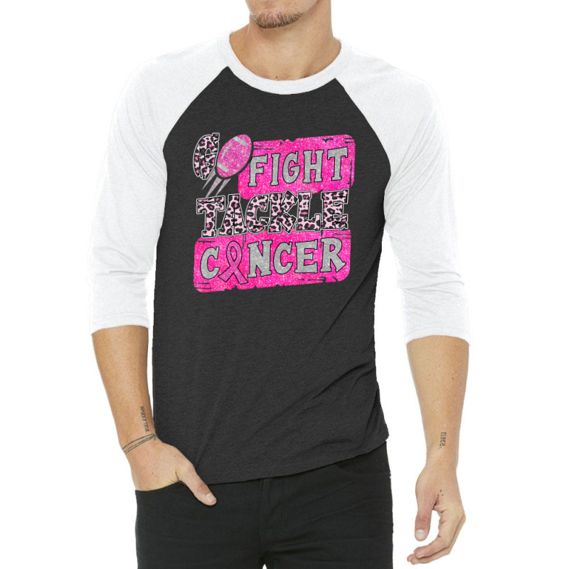 Pink Breast Cancer Awareness Football Go Fight Tackle Cancer 3/4 Sleeve Shirt by doreaumafilak | Artistshot