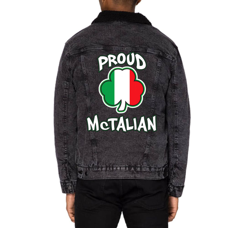 Mctalian Irish And Italian Pride Shamrock St Patricks Day Unisex Sherpa-lined Denim Jacket | Artistshot