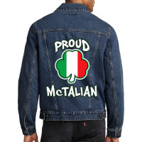 Mctalian Irish And Italian Pride Shamrock St Patricks Day Men Denim Jacket | Artistshot