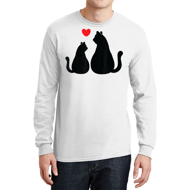 2 Cats Loving Each Other With Heart Feline Graphic T Shirt Long Sleeve Shirts | Artistshot