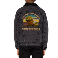 Vintage Planes Trains And Automobiles Films   The People Train Runs Unisex Sherpa-lined Denim Jacket | Artistshot