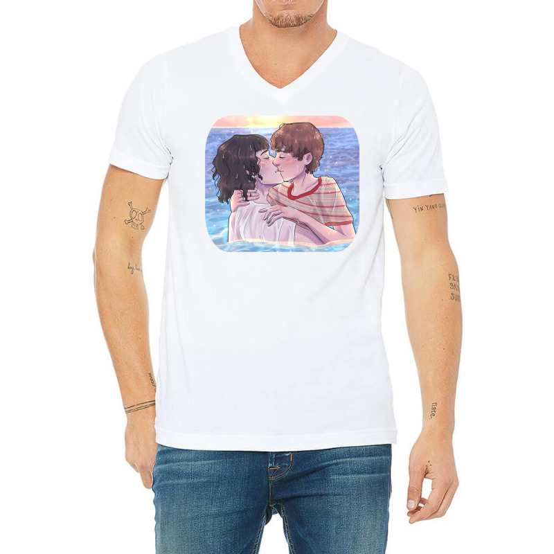 Byler Kissing In The Ocean V-Neck Tee by kakhuwoldtf | Artistshot