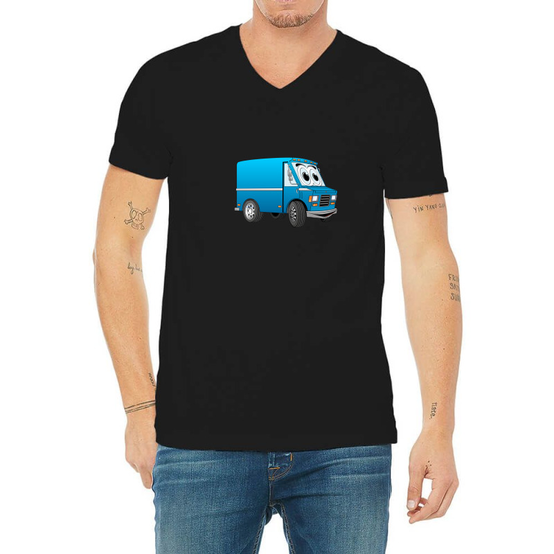 Blue Mini Van Cartoon V-Neck Tee by JenniferJones | Artistshot