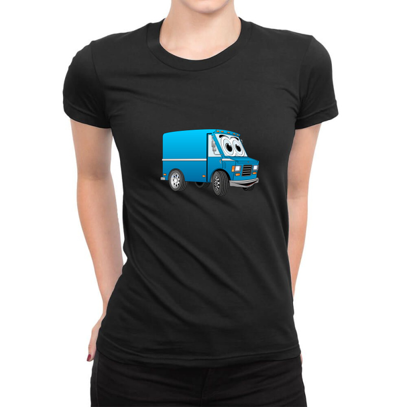 Blue Mini Van Cartoon Ladies Fitted T-Shirt by JenniferJones | Artistshot