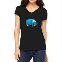 Blue Mini Van Cartoon Women's V-neck T-shirt | Artistshot