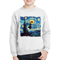 The Flying Lady With An Umbrella Oil Painting Youth Sweatshirt | Artistshot