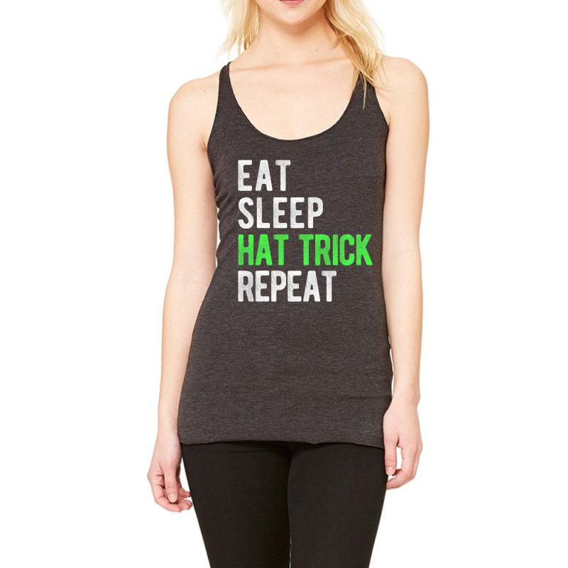 Eat, Sleep, Hat Trick, Repeat Cool Hockey Fan Racerback Tank by DonnaSchennum1234 | Artistshot