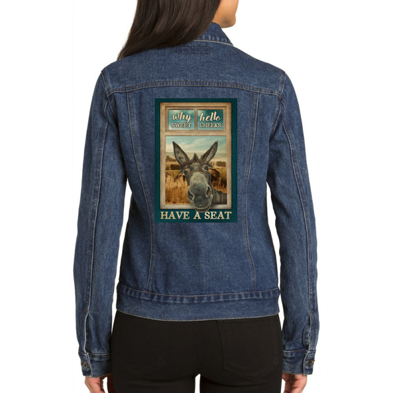 Donkey Why Hello Sweet Cheeks Ladies Denim Jacket | Artistshot