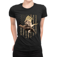 Trending Grouse Hunting Game American Flag Tree Camouflage Hunter Ladies Fitted T-shirt | Artistshot