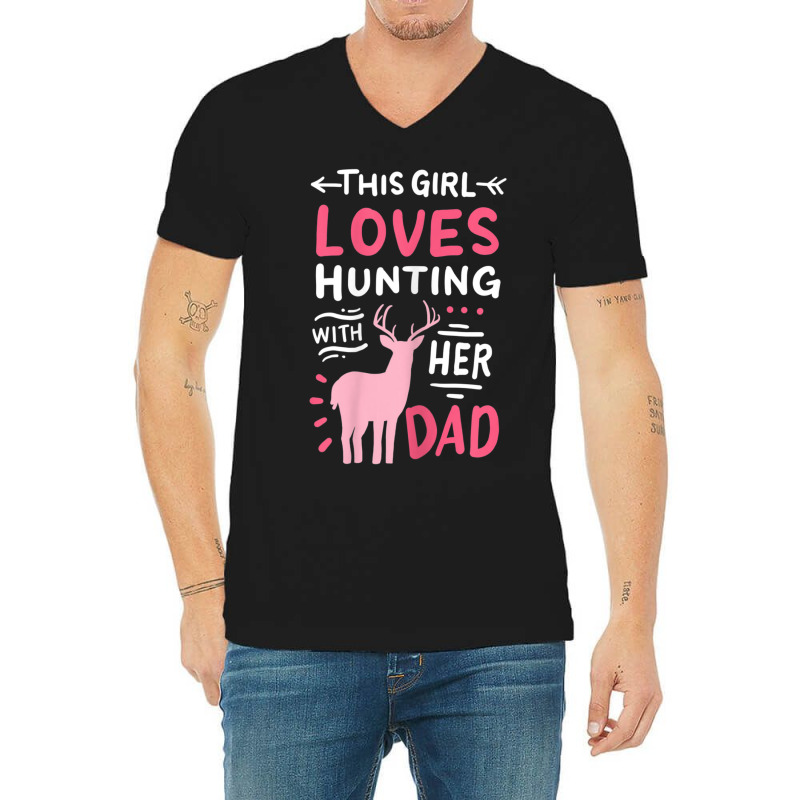 Hot Trend Hunting Girl With Her Dad Father's Day V-Neck Tee by Estrada Link | Artistshot