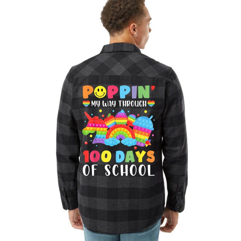 Happy 100 Days Of School Poppin My Way Through Teacher Kids T Shirt Flannel Shirt | Artistshot