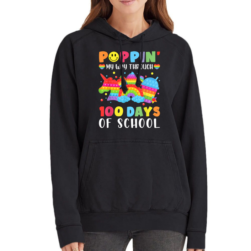 Happy 100 Days Of School Poppin My Way Through Teacher Kids T Shirt Vintage Hoodie | Artistshot