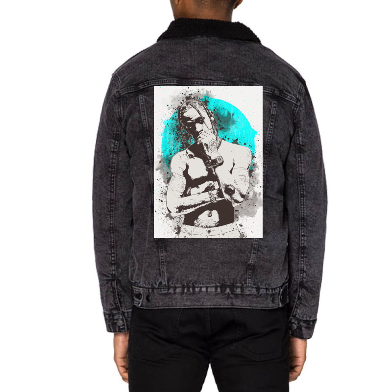 Travis Scott Painting Art Unisex Sherpa-lined Denim Jacket | Artistshot