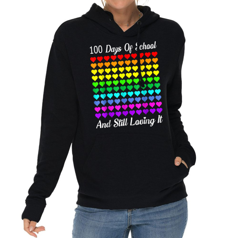 Heart Happy 100 Days Of School And I Still Loving It Gift T Shirt Lightweight Hoodie | Artistshot