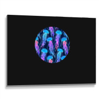 Luminescent Rainbow Jellyfish On Navy Blue .png Metal Print Horizontal | Artistshot