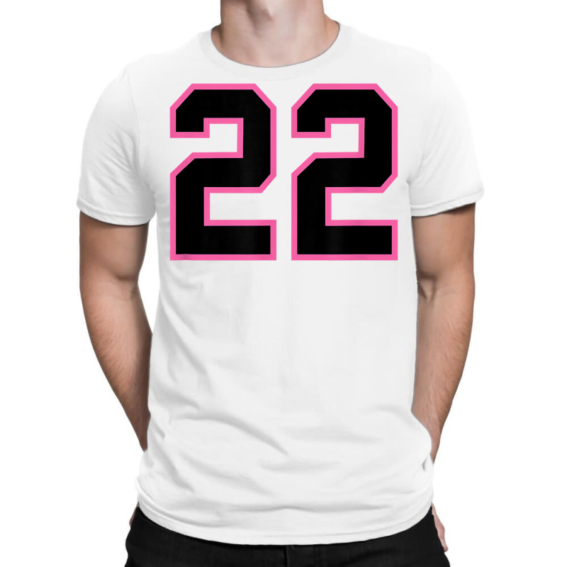 Number 22 Sports Jersey Athlete Fan Pink Black Lucky Number T Shirt T-Shirt by kogmor58594 | Artistshot