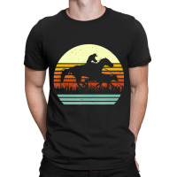 Trending Horse And Cowboy Calf Roping Retro Sun Style T-shirt | Artistshot