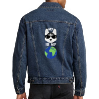 My Siberian Husky Is My World Siberian Husky Men Denim Jacket | Artistshot