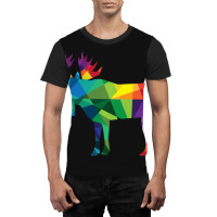 Limited Edition Moose Colorful Low Poly Art Hunting Theme- Hunters Graphic T-shirt | Artistshot