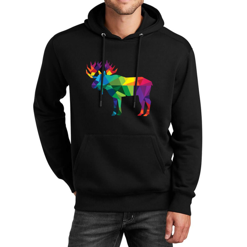 Limited Edition Moose Colorful Low Poly Art Hunting Theme- Hunters Unisex Hoodie | Artistshot