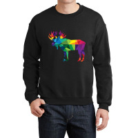 Limited Edition Moose Colorful Low Poly Art Hunting Theme- Hunters Crewneck Sweatshirt | Artistshot