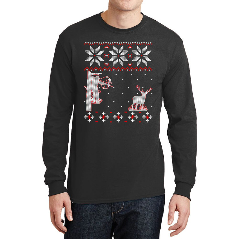 Trending Archery Cute Bow Hunter Deer Hunting Ugly Christmas Long Sleeve Shirts | Artistshot