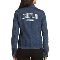 Leisure Village New Jersey Nj Vintage Athletic Sports Design T Shirt Ladies Denim Jacket | Artistshot