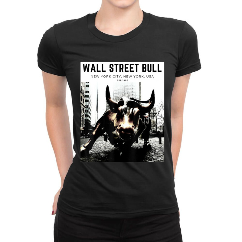 Trending Wall Street Bull Day Trading Stock Market Ladies Fitted T-Shirt by yumgaugeteuda | Artistshot