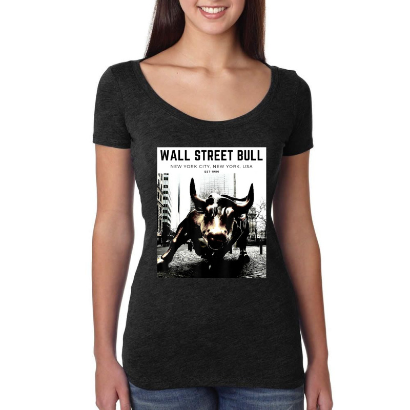 Trending Wall Street Bull Day Trading Stock Market Women's Triblend Scoop T-shirt by yumgaugeteuda | Artistshot