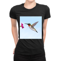 Kolibri Vogel Zeichnung Biologe Vogelfreund Tierfreund Ornithologe Ges Ladies Fitted T-shirt | Artistshot