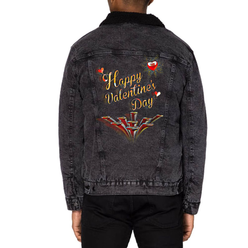 Happy Valentines Day One Unisex Sherpa-lined Denim Jacket | Artistshot