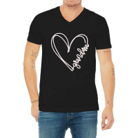 Worlds Coolest Grandma Heart Shirt V-neck Tee | Artistshot