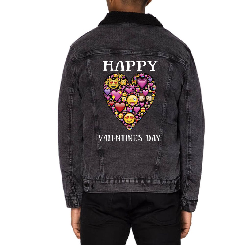 Love Emoticon   Valentine's Day Unisex Sherpa-lined Denim Jacket | Artistshot