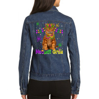 Mardi Gras Cat Lover Cute American Shorthair Cat Carnival T Shirt Ladies Denim Jacket | Artistshot