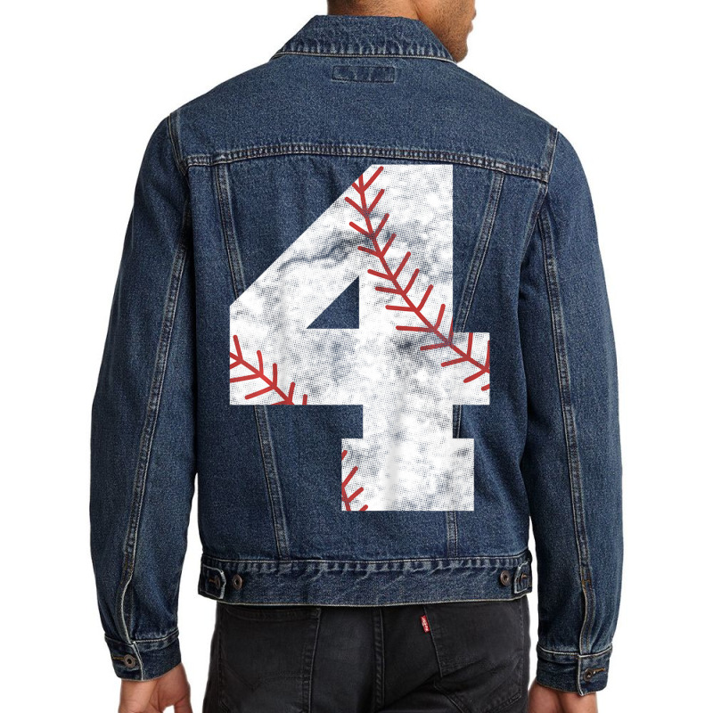 Hot Trend Kids 4th Birthday Baseball Big Number Four 4 Year Old Boy Gi Men Denim Jacket | Artistshot