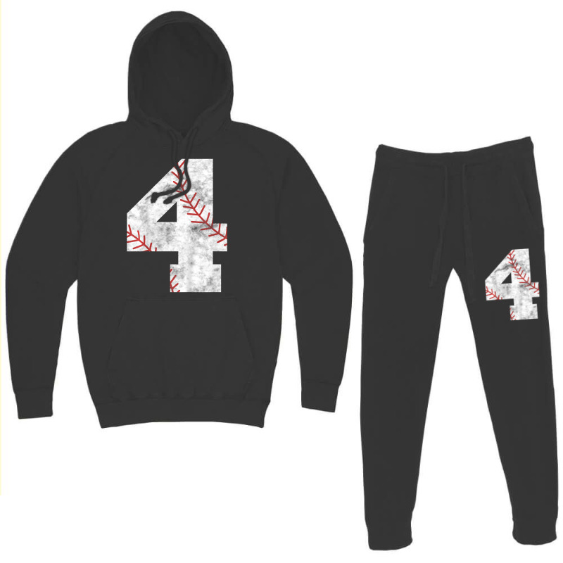 Hot Trend Kids 4th Birthday Baseball Big Number Four 4 Year Old Boy Gi Hoodie & Jogger Set | Artistshot