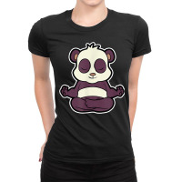 Panda Pandasana Yoga Animal Position Vintage Frequency Ecg T Shirt Ladies Fitted T-shirt | Artistshot