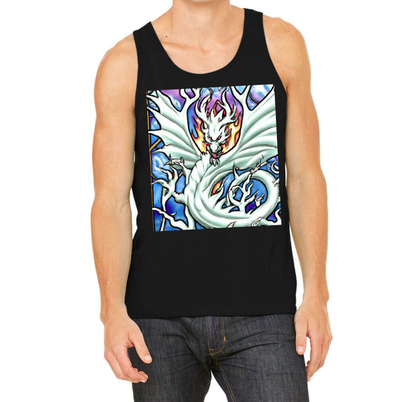 Limited Edition White Dragon Breathing Fire Stained Glass Tank Top | Artistshot