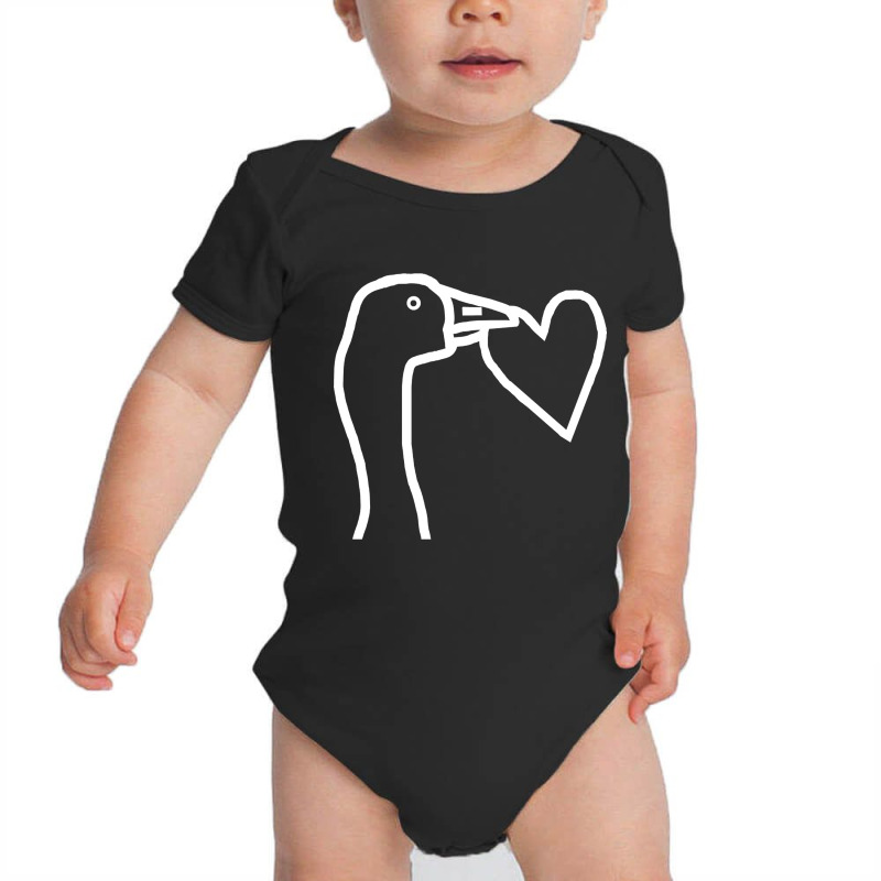 Trending White Line Minimal Goose Stealing A Heart Portrait Baby Bodysuit | Artistshot