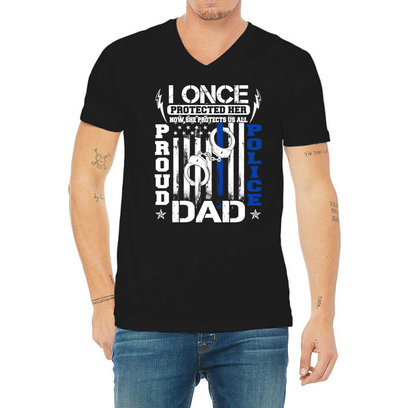 Proud Police Dad Shirt Support Police Daughter Sweatshirt V-neck Tee | Artistshot