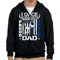 Proud Police Dad Shirt Support Police Daughter Sweatshirt Youth Zipper Hoodie | Artistshot