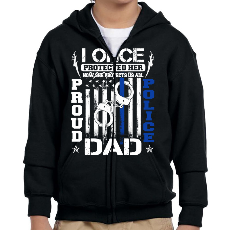 Proud Police Dad Shirt Support Police Daughter Sweatshirt Youth Zipper Hoodie | Artistshot