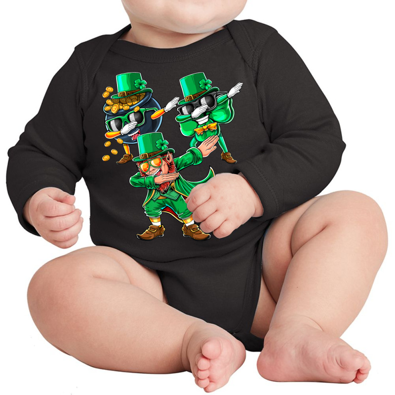 Dabbing Leprechaun Shamrock Clover St. Patrick's Day Kids  T Shir Long Sleeve Baby Bodysuit | Artistshot