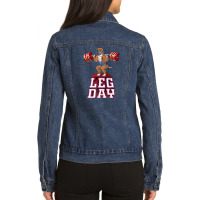 Leg Day Boxer Weight Lifting Squat Gym Ladies Denim Jacket | Artistshot