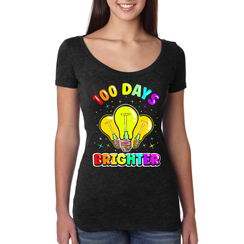 Hot Trend 100 Days Brighter Kids Boy Girls 100th Day Of School Women's Triblend Scoop T-shirt by Ricarda Petrie | Artistshot