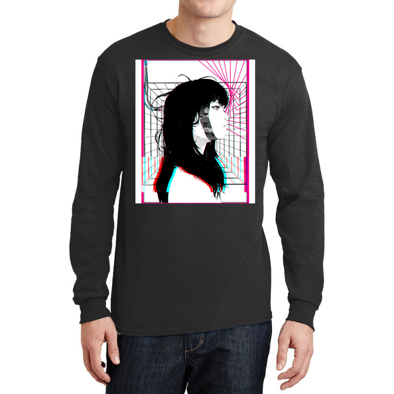 Cyberpunk Cyborg Girl Color Glitch Futuristic Style Long Sleeve Shirts by livinostuffs6 | Artistshot