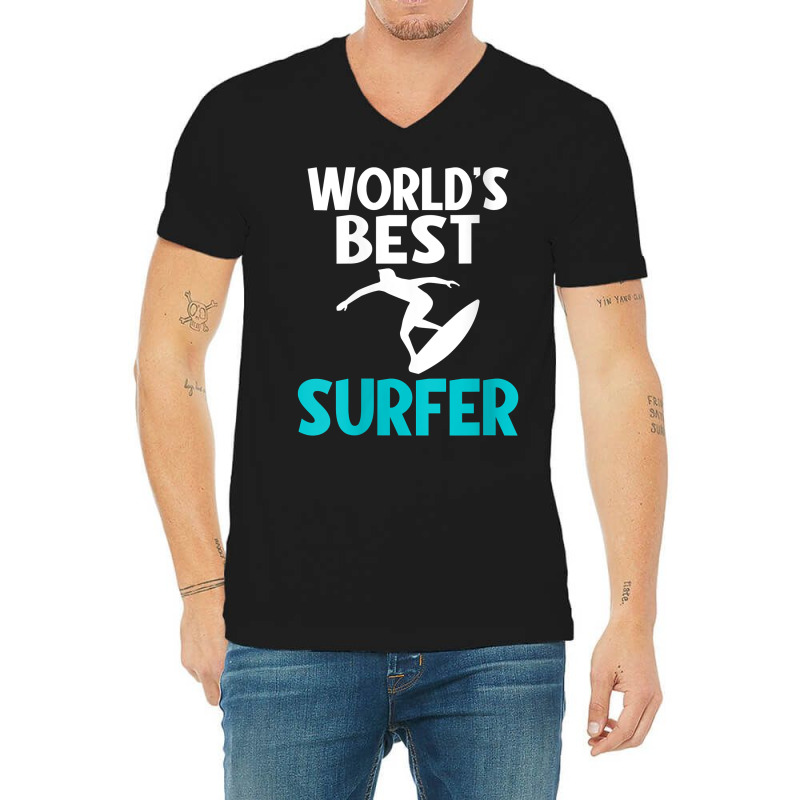 Womens Worlds Best Surfer Wake Surfer V Neck T Shirt V-neck Tee | Artistshot